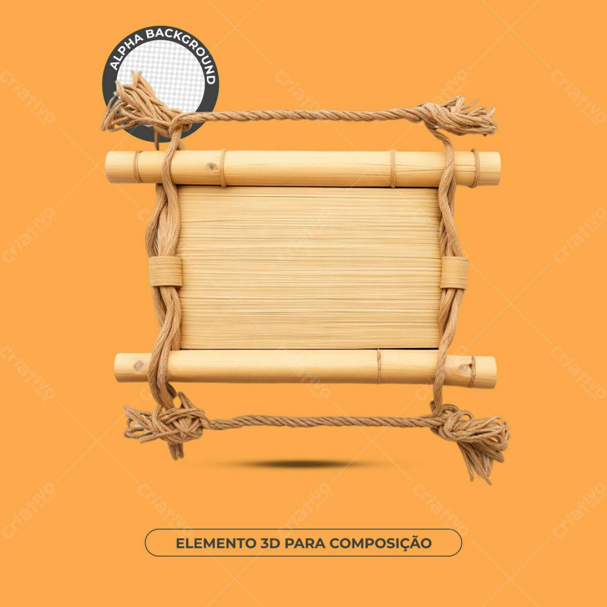 Elemento 3D de Bambu para Composição PSD Editável