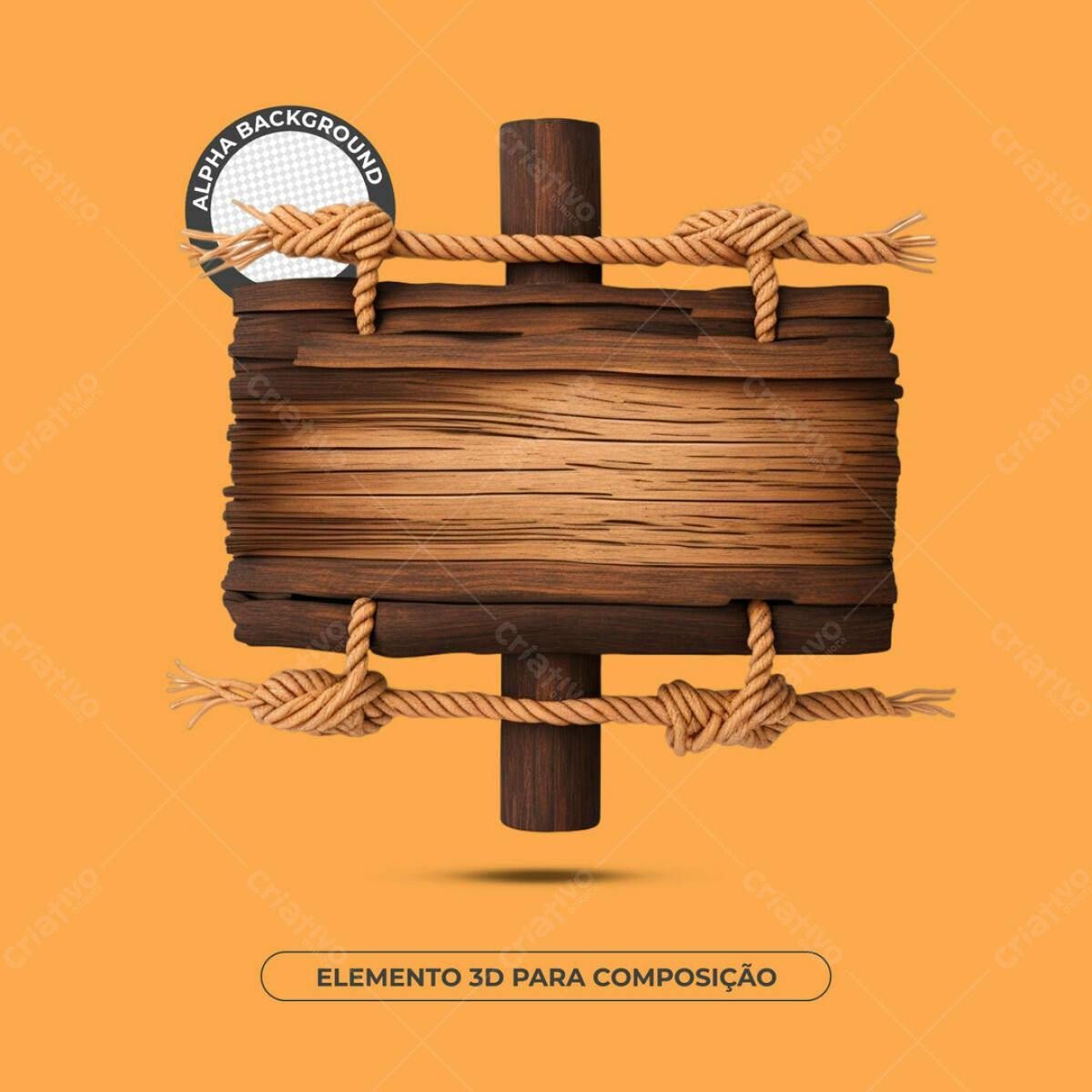 Placa de Madeira Rustica PSD Editável