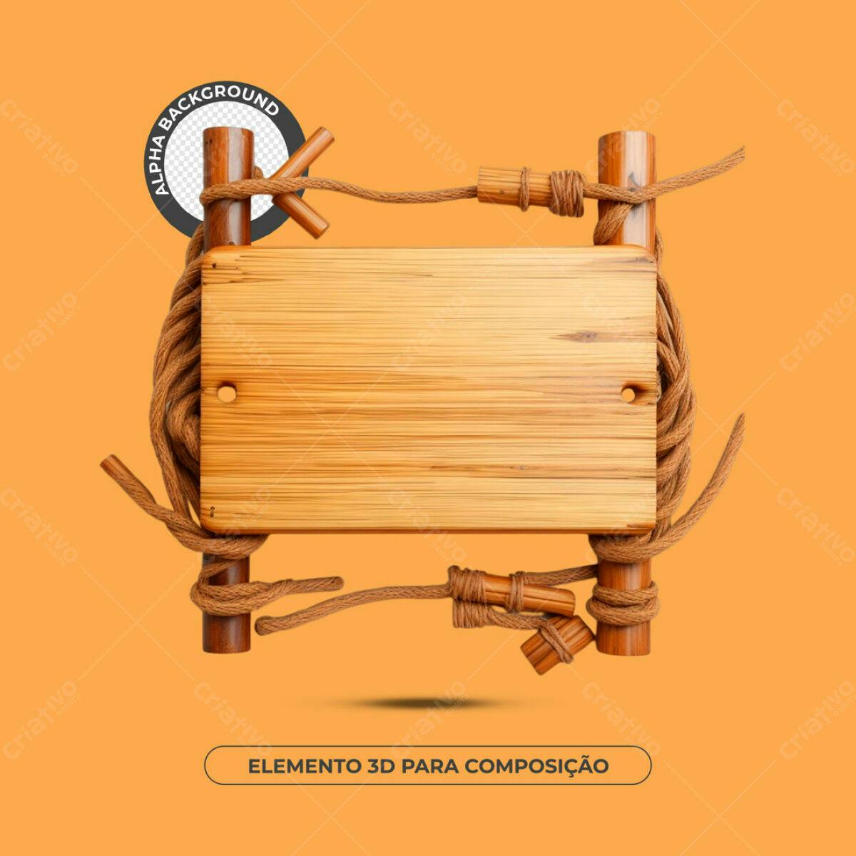 Placa de Madeira Rustica PSD Editável