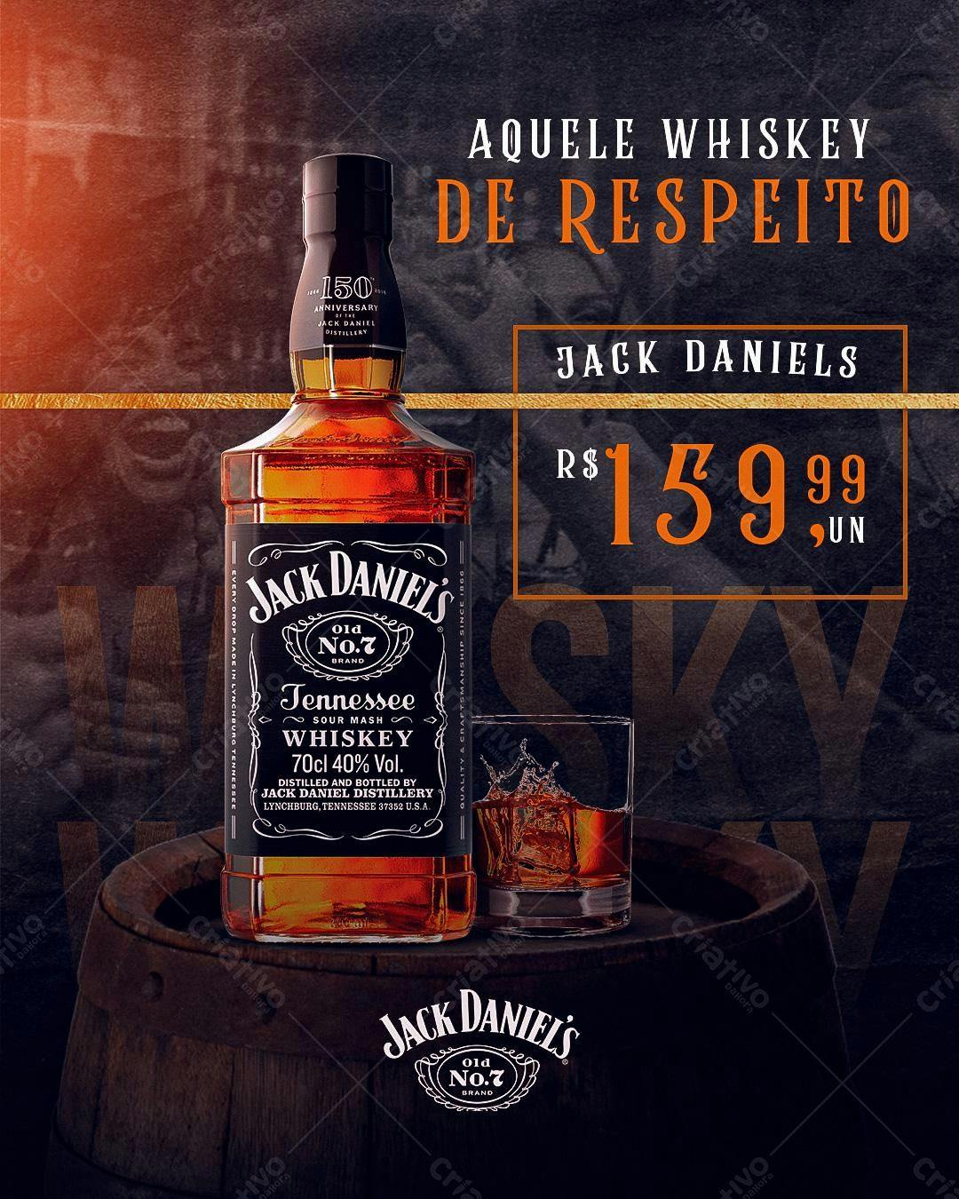 Flyer promocional Jack Daniels R$159,99 PSD Editável