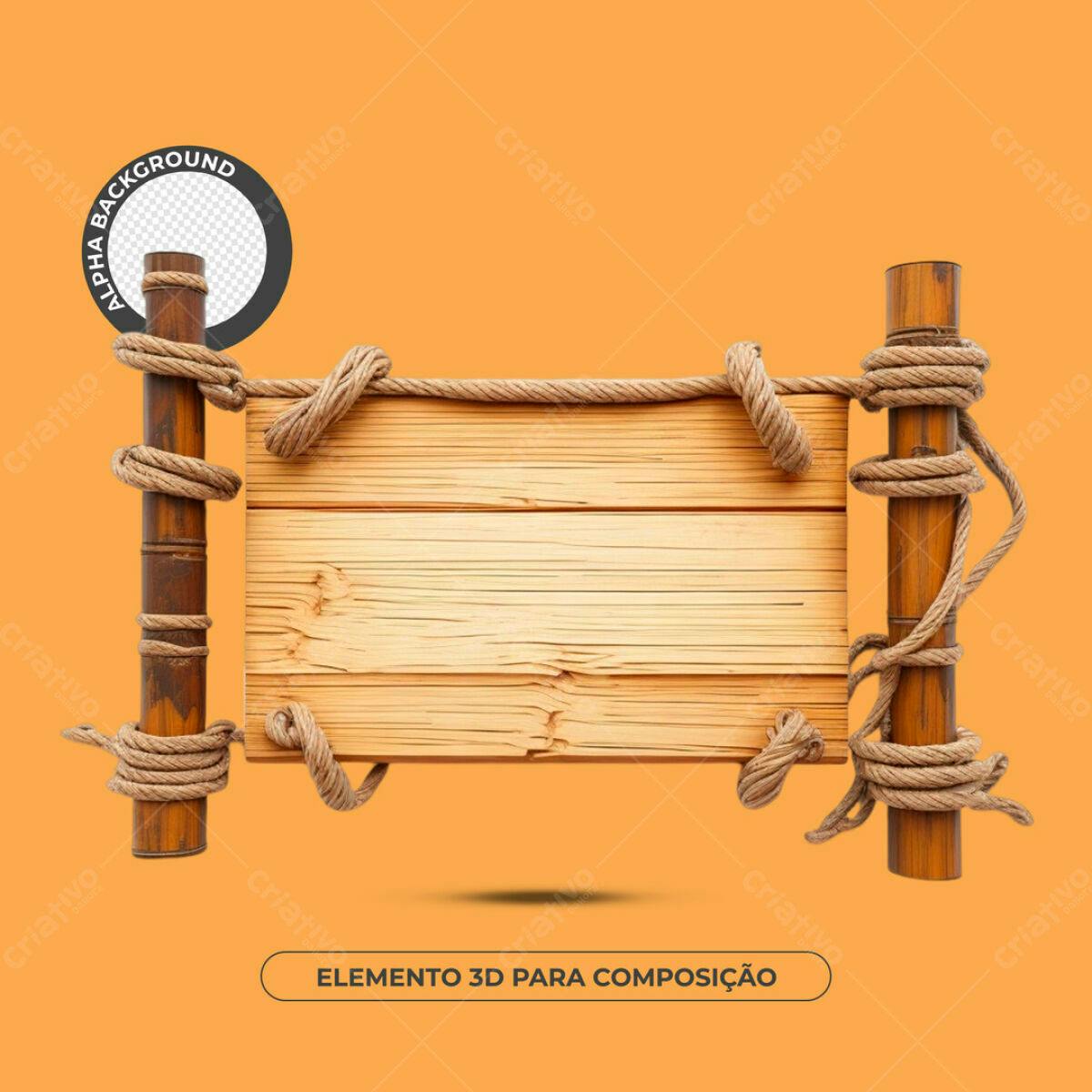 Placa de Madeira Rustica PSD Editável