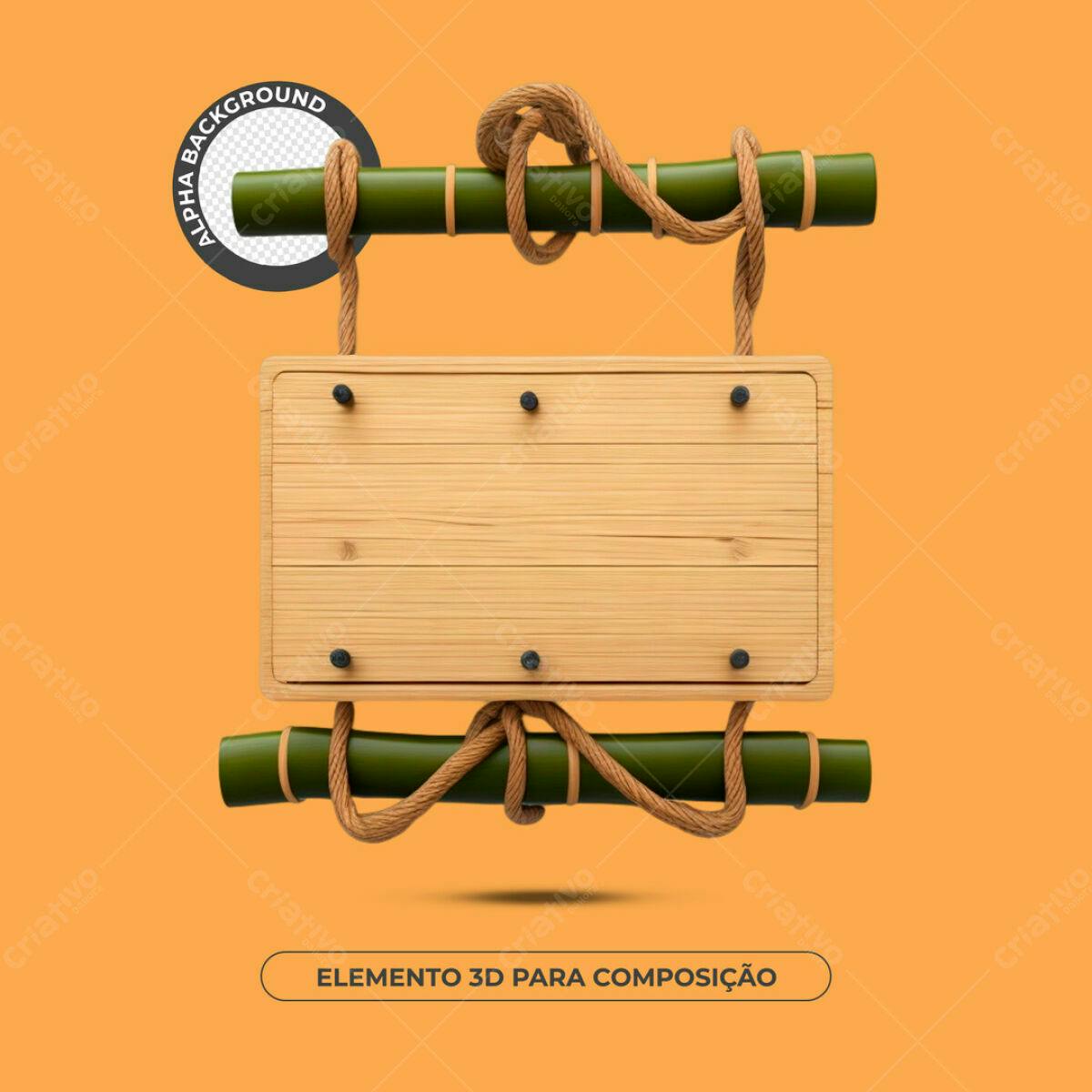 Placa de Madeira para Composição 3D PSD Editável