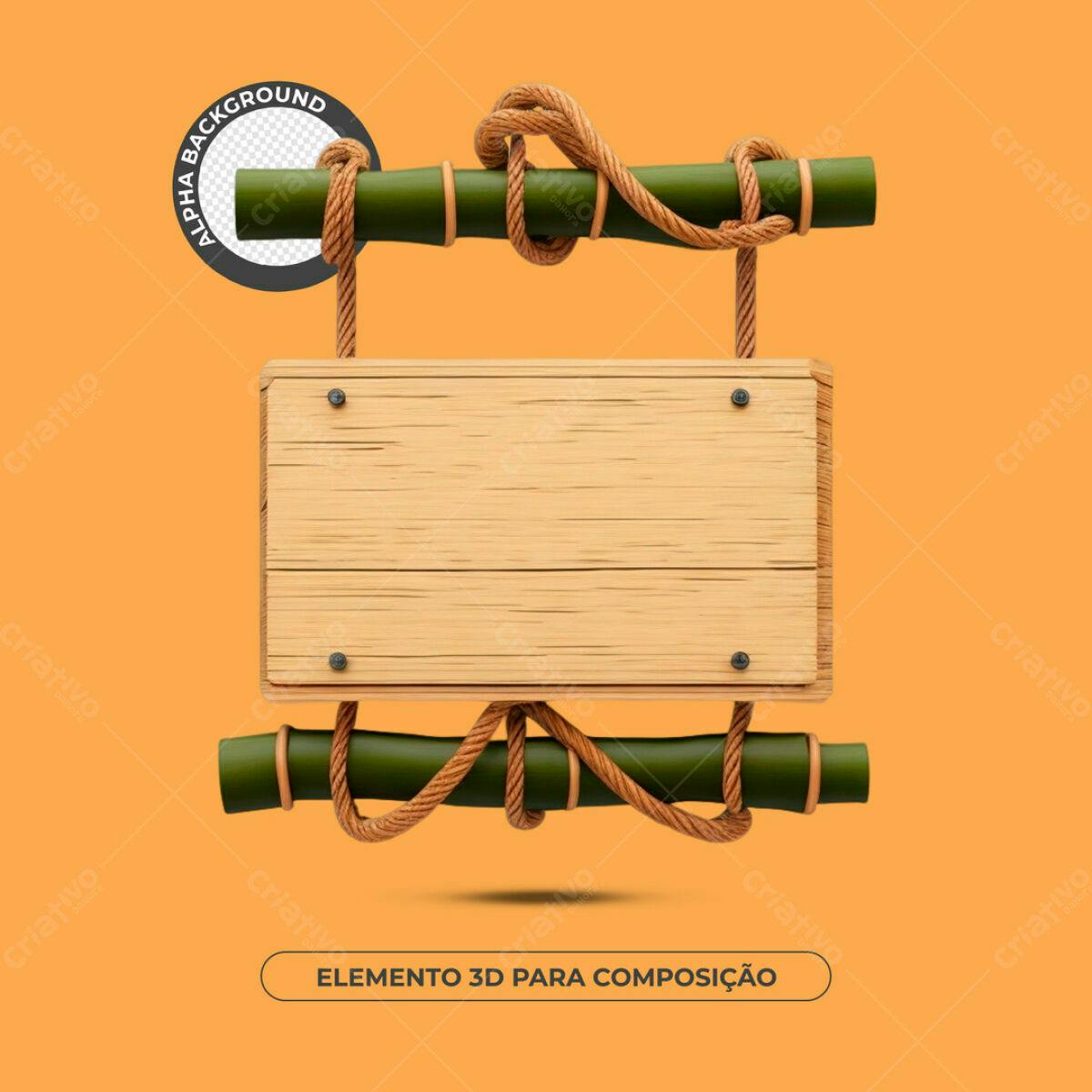 Placa de Madeira para Composição 3D PSD Editável