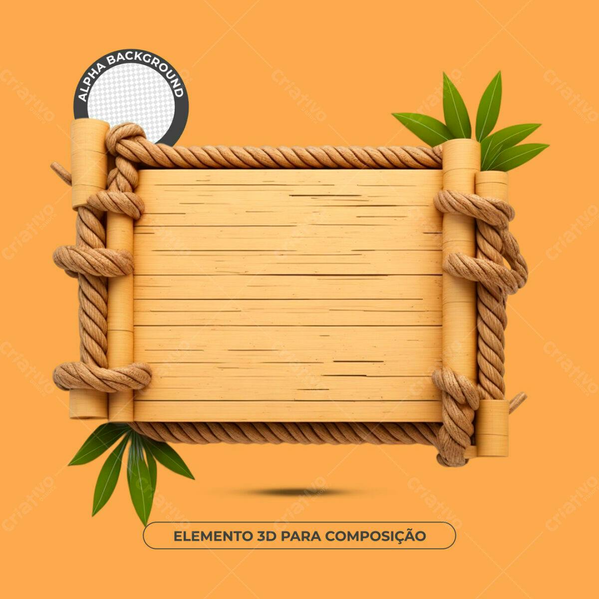 Moldura de Bambu e Corda PSD Editável