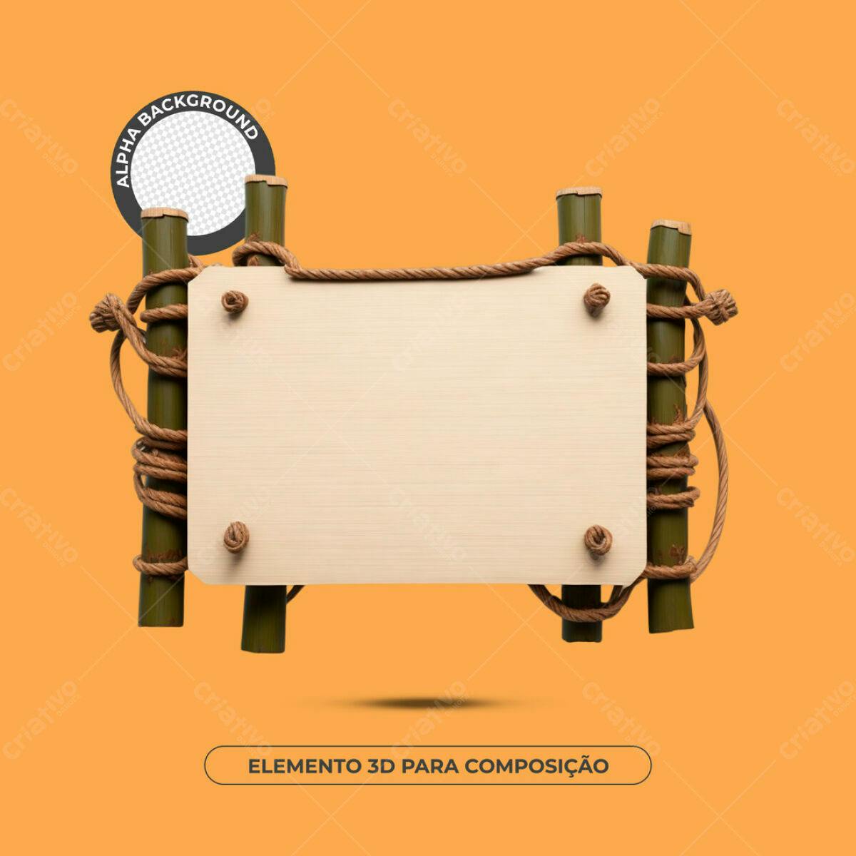 Placa de Madeira em 3D para Composição PSD Editável