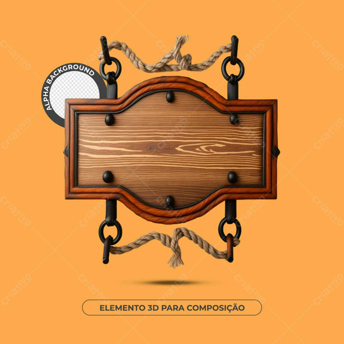 Placa de Madeira para Composição PSD Editável