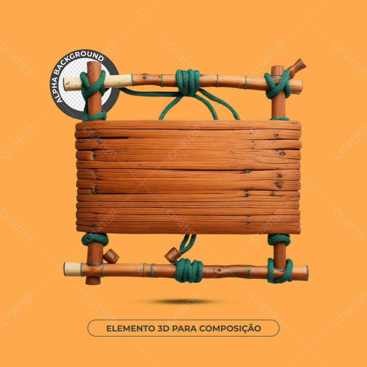 Elemento 3D de Madeira PSD Editável