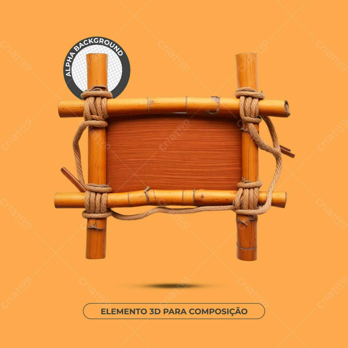 Moldura de Bambu PSD Editável para Design de Convites