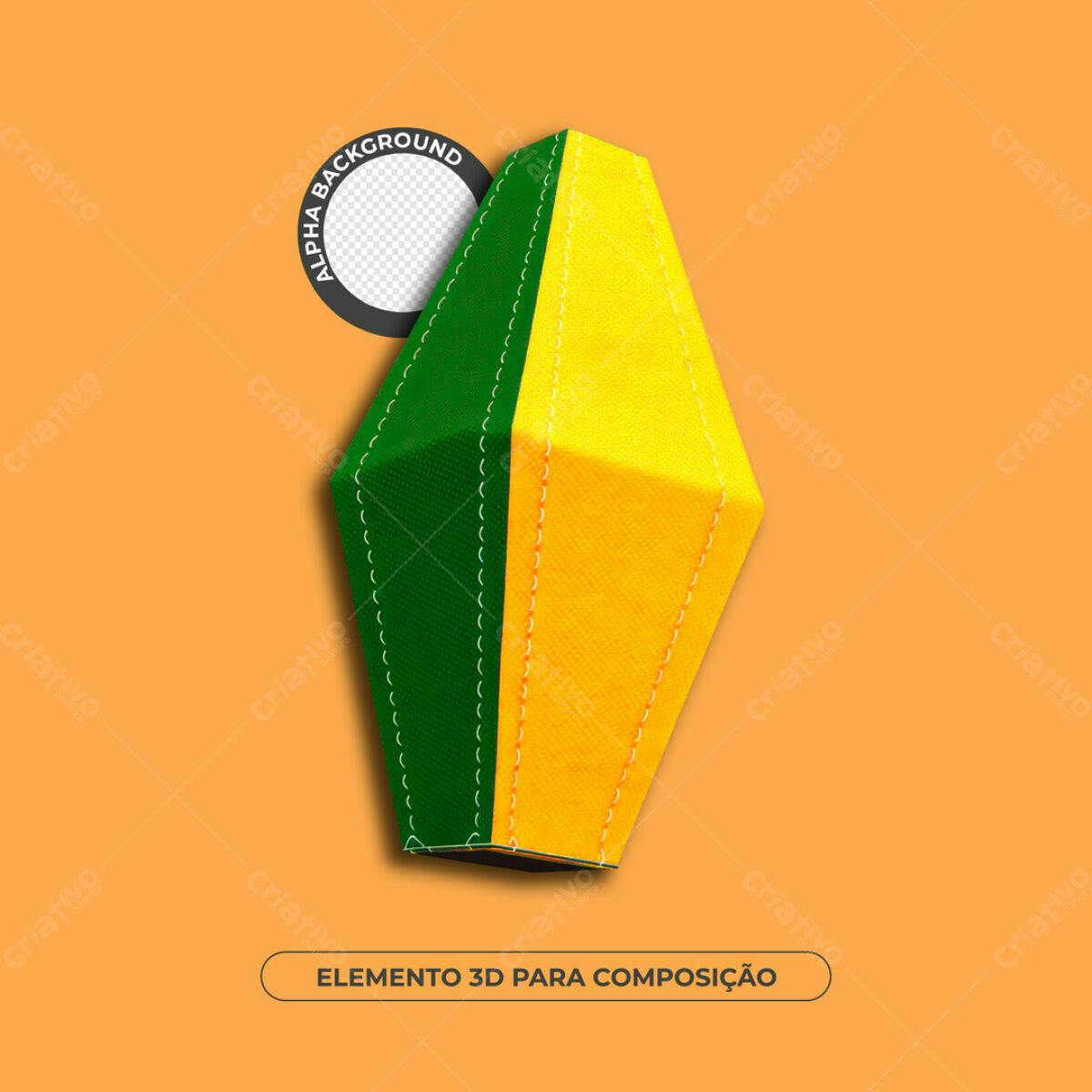 Elemento 3D Verde e Amarelo PSD Editável