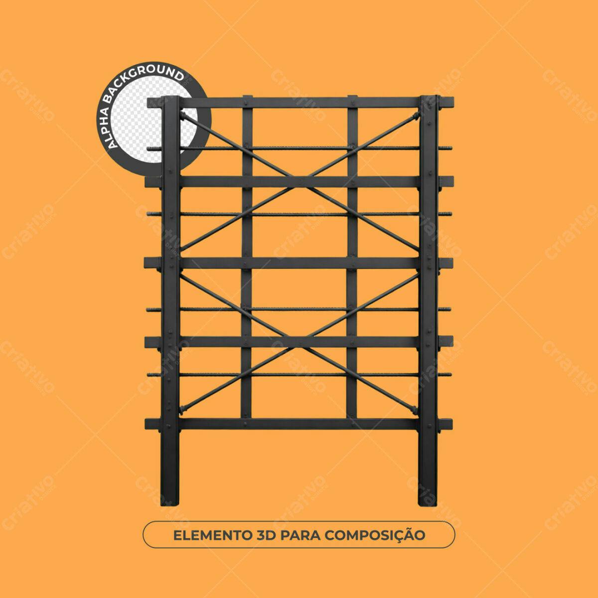Elemento 3D Metálico para Mockup PSD Editável