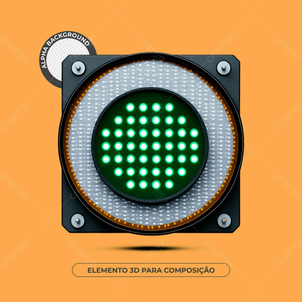 Elemento 3D Semafórico Verde PSD Editável