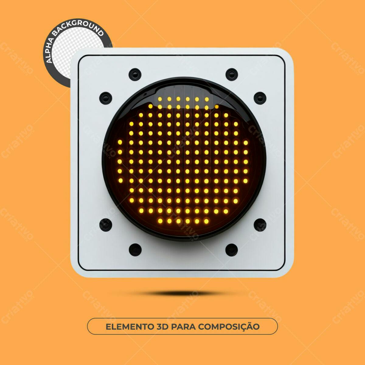 Elemento 3D Sinal Amarelo PSD Editável