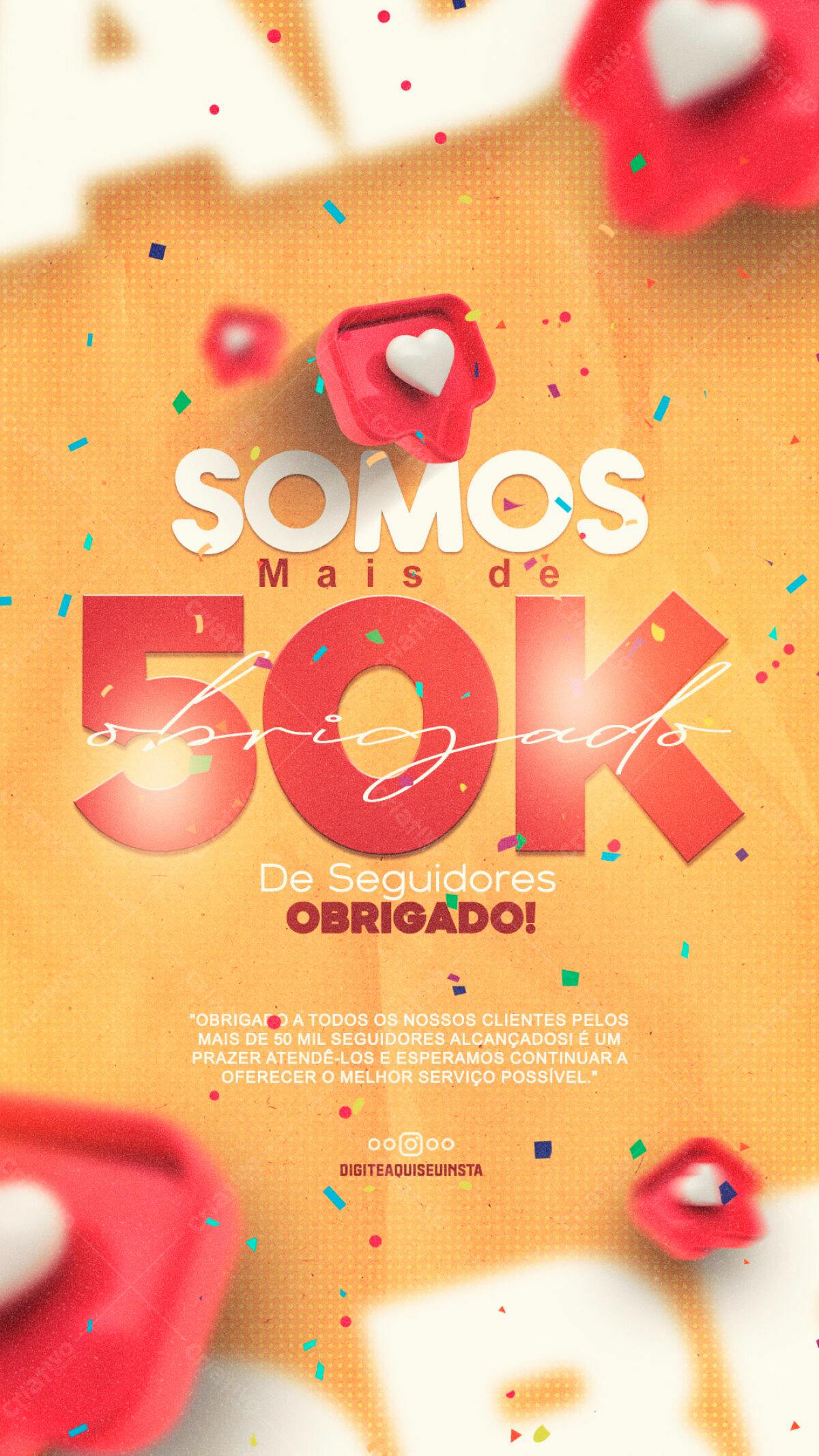 Flyer Agradecimento 50k Seguidores PSD Editável