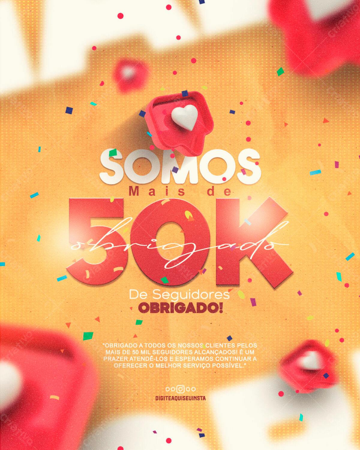 Flyer Agradecimento 50k Seguidores PSD Editável