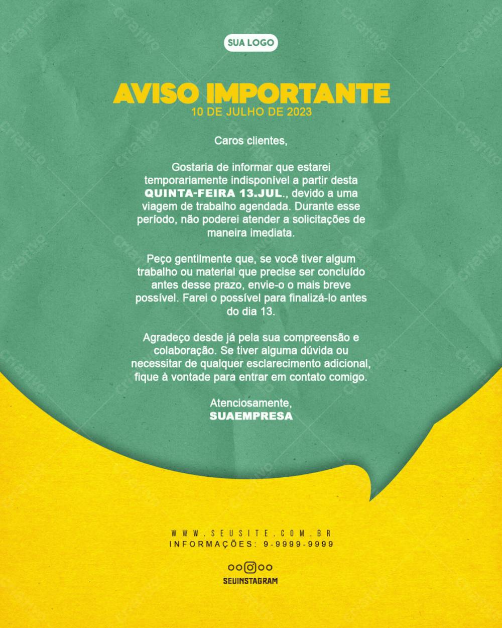 Aviso Importante Comunicado Feed