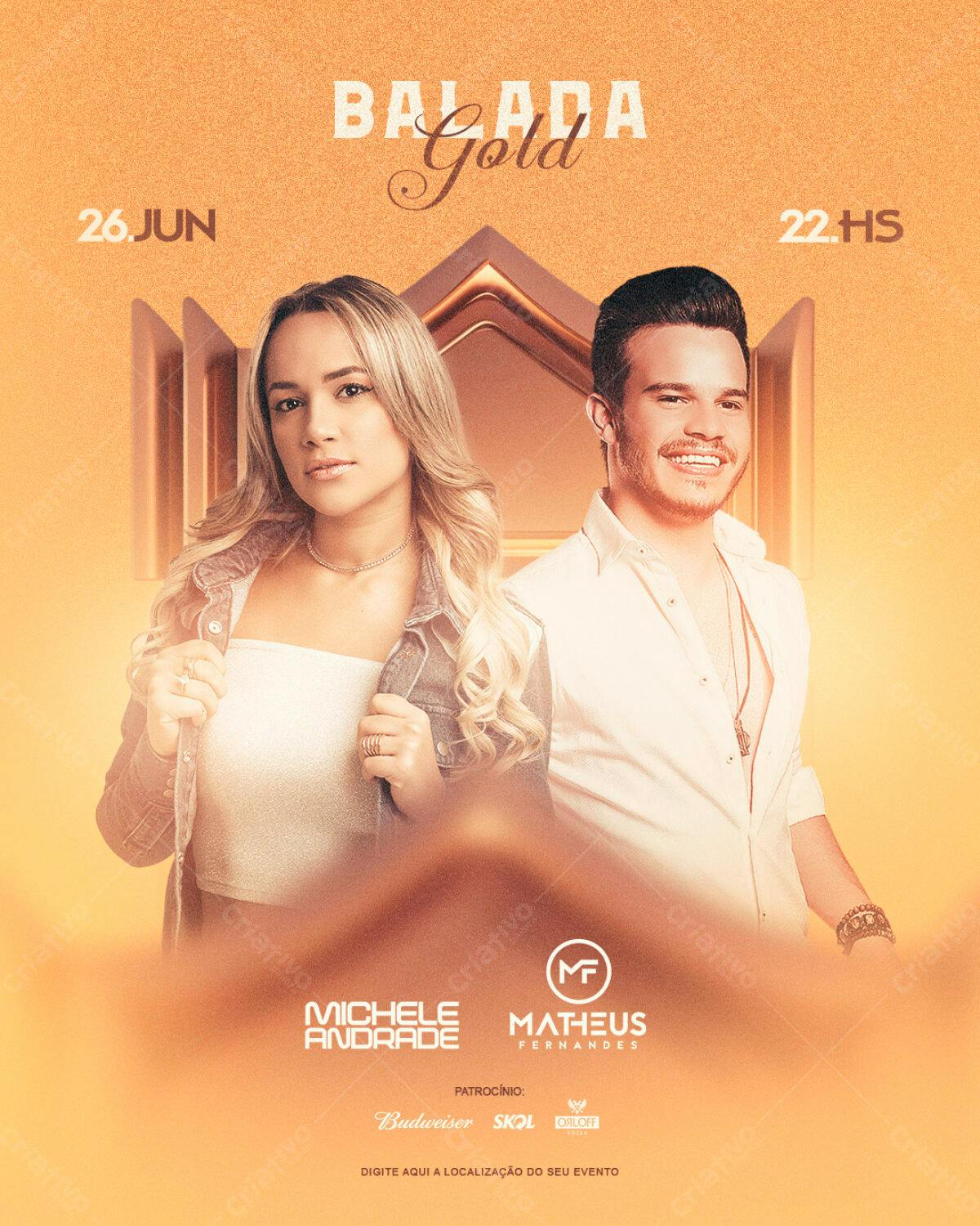 Flyer Balada Gold PSD Editável