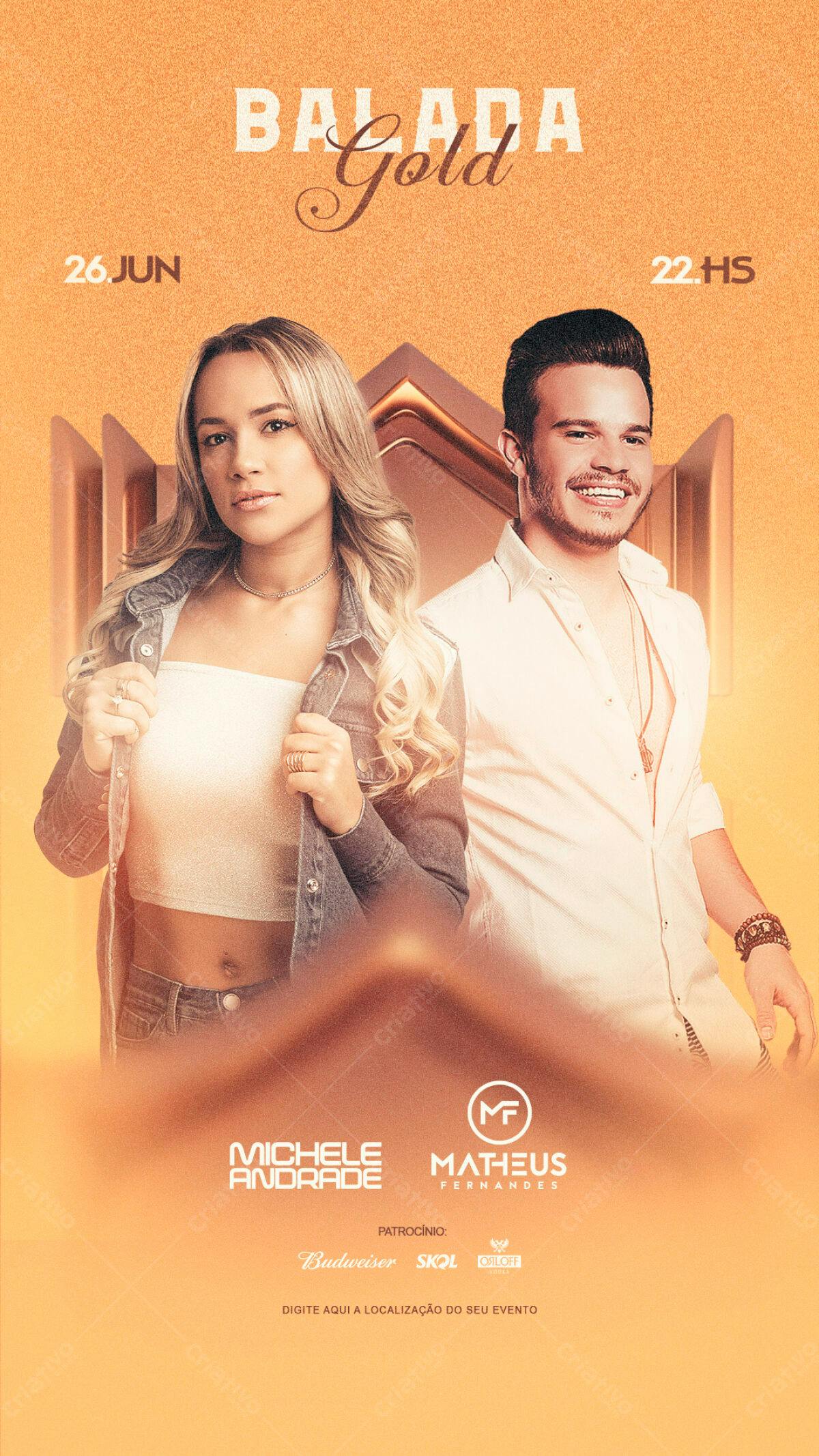 Flyer Balada Gold PSD Editável