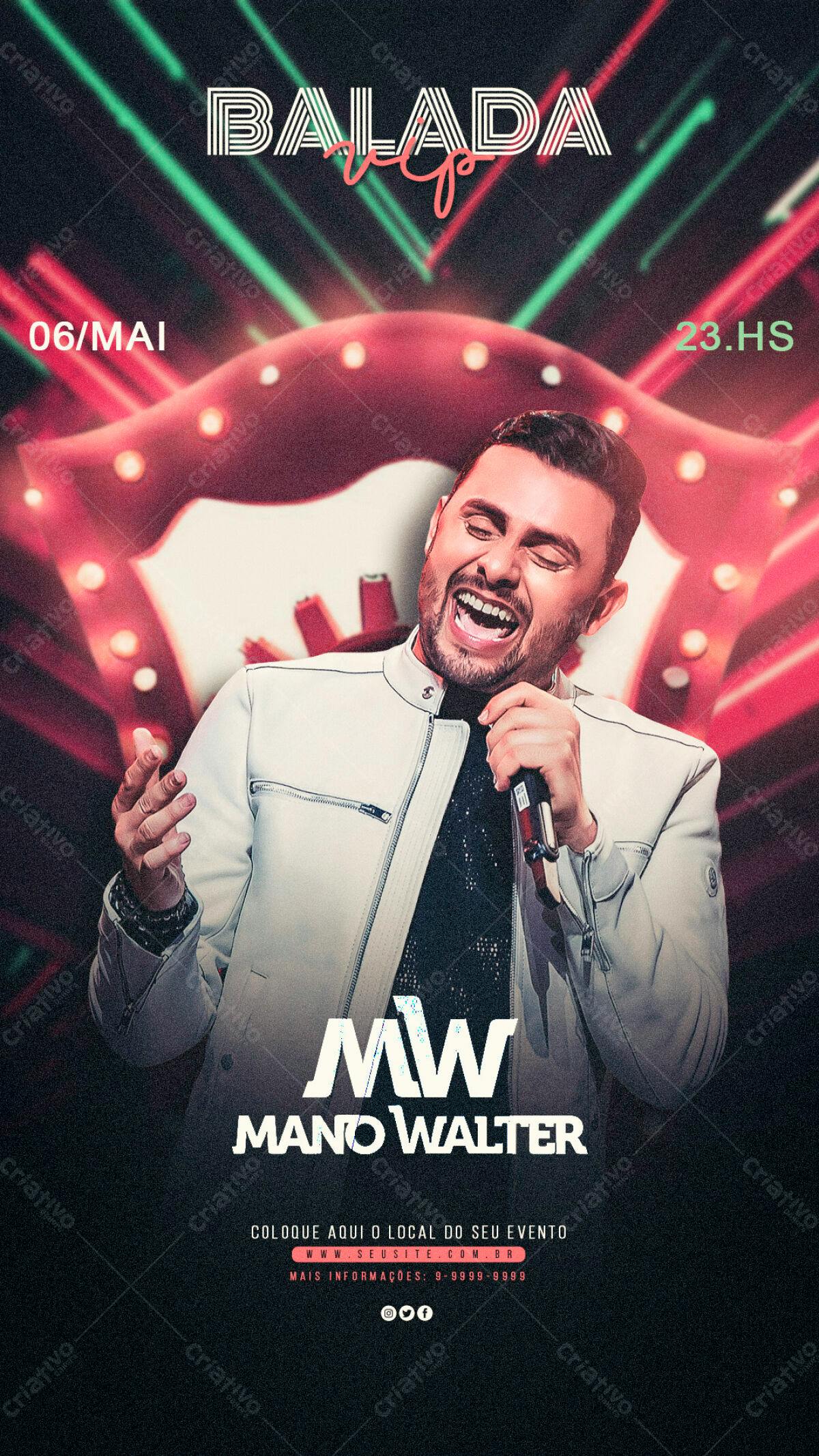 Flyer para Show Mano Walter PSD Editável