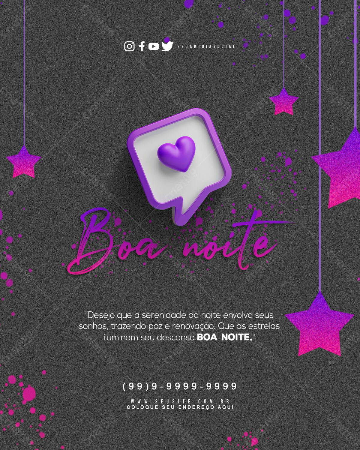 Postagem para Boas Noites PSD Editável