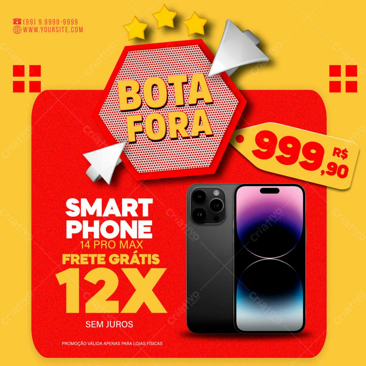 Flyer de Promoção Bota Fora iPhone 14 Pro Max PSD Editável