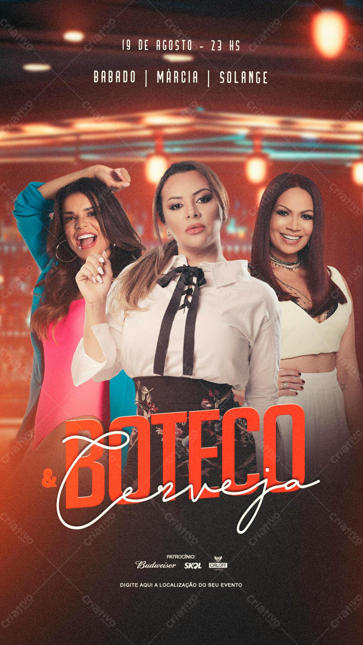Flyer para Show Boteco & Cerveja PSD Editável