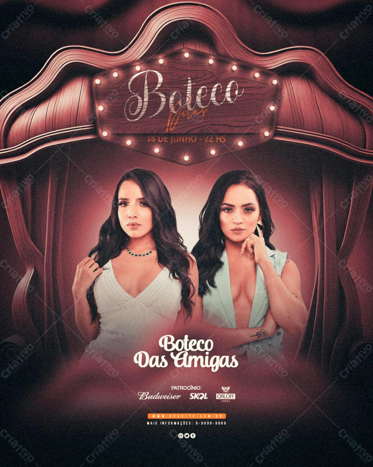 Flyer para Boteco das Amigas PSD Editável