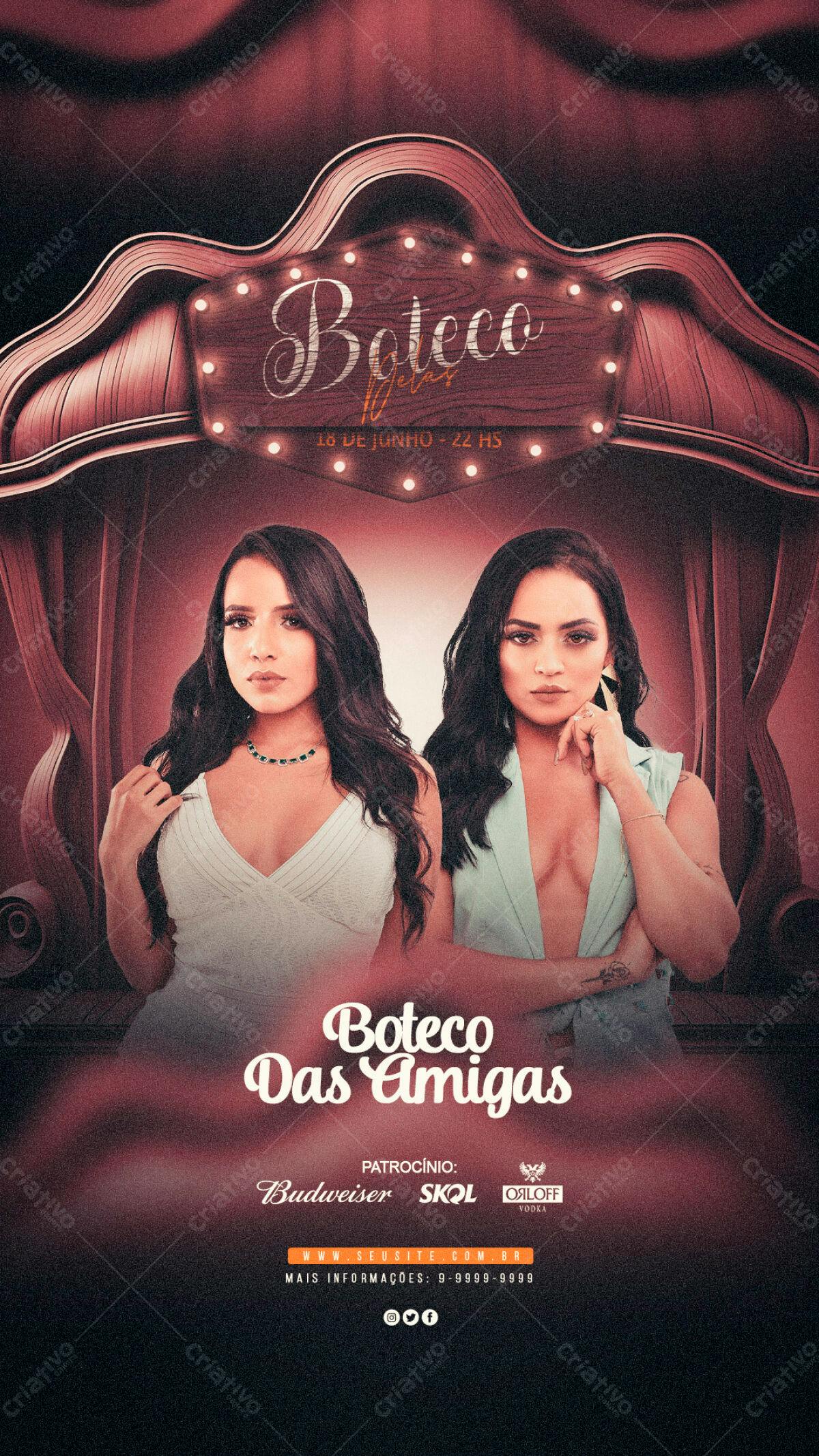 Flyer Boteco das Amigas PSD Editável