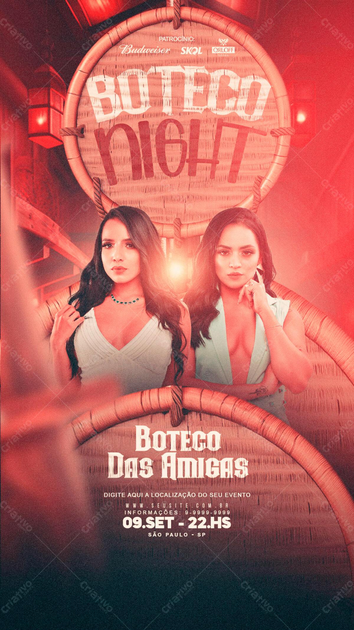 Flyer para Festa Boteco das Amigas PSD Editável