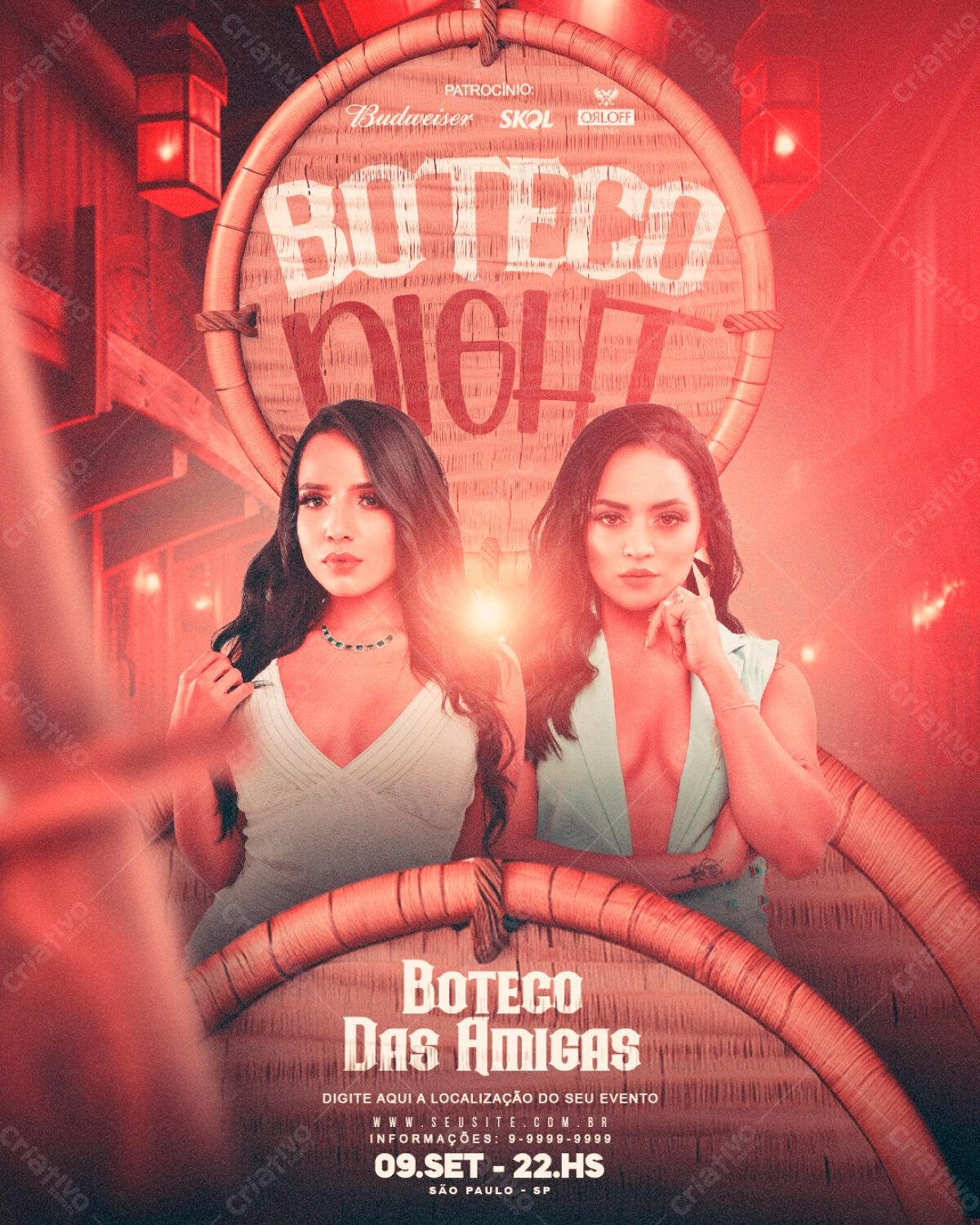 Flyer para Festa Boteco das Amigas PSD Editável