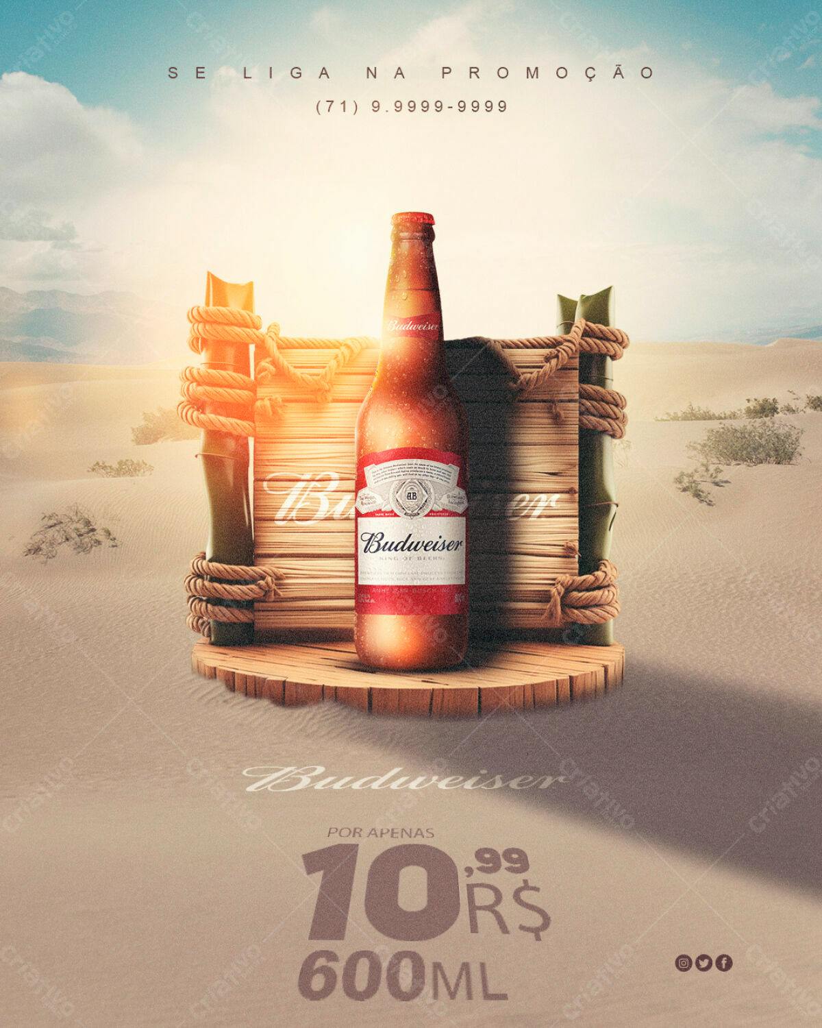 Flyer Promoção Budweiser no Deserto PSD Editável