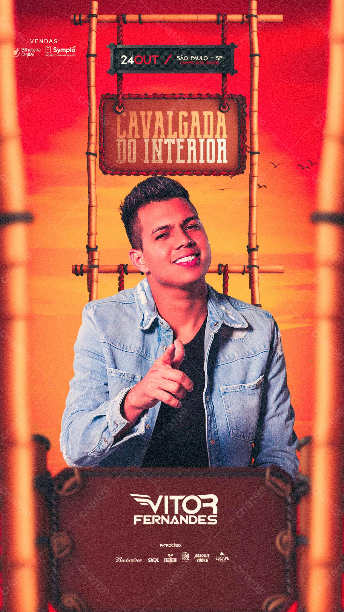 Flyer Cavalgada do Interior com Vitor Fernandes PSD Editável