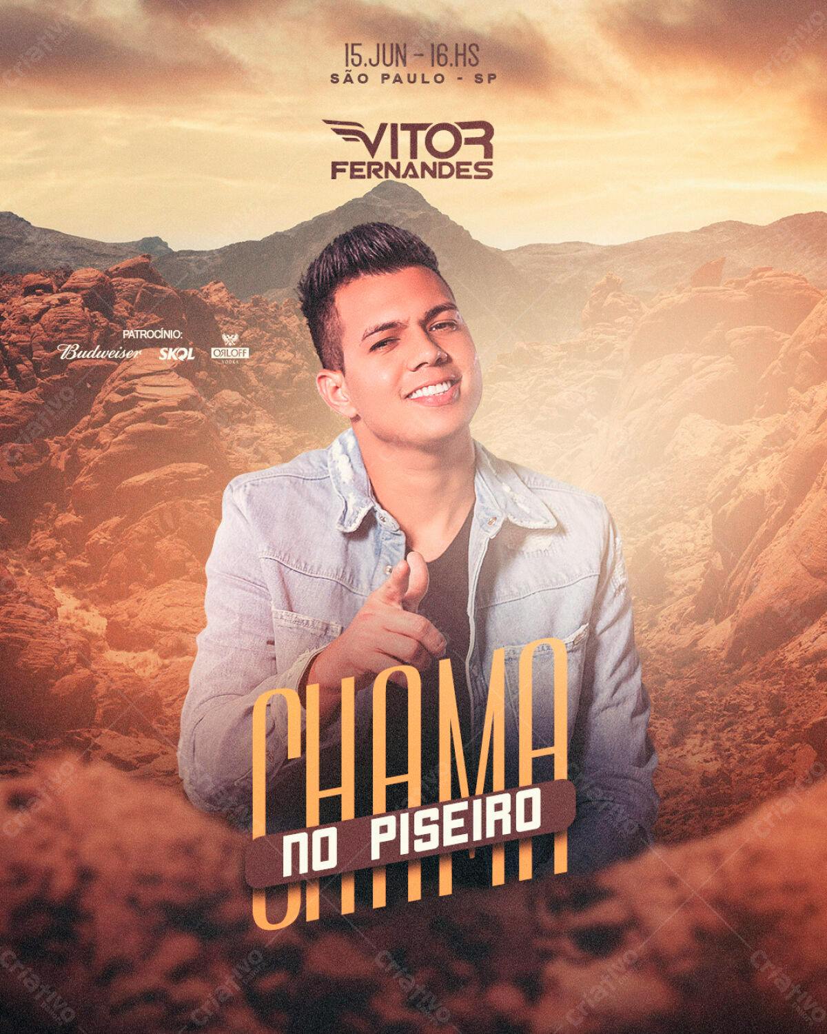 Flyer para Show de Vitor Fernandes PSD Editável