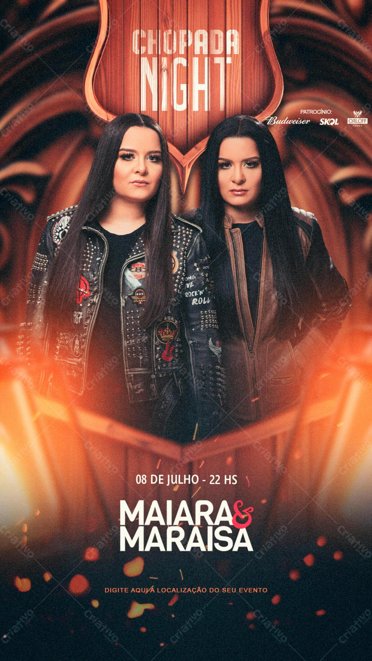Flyer para Show Maiara & Maraisa - Choppada Night PSD Editável