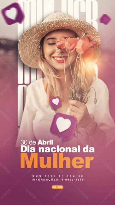 Dia nacional da mulher dia de abril story