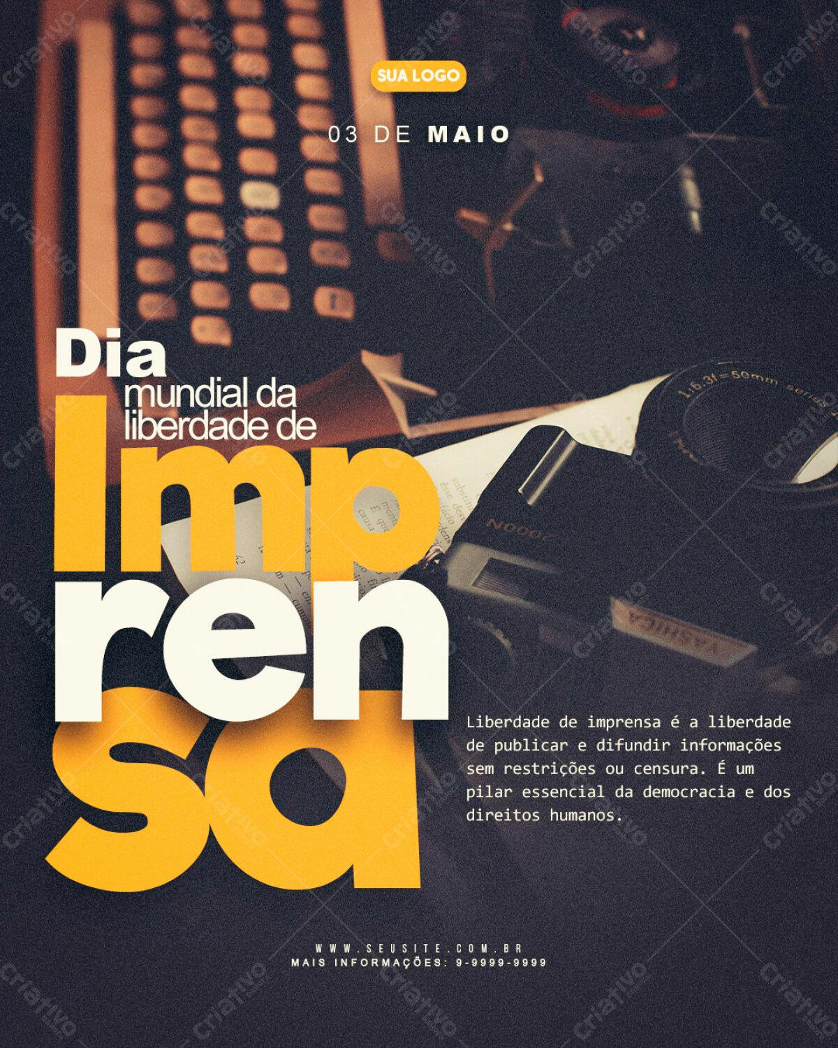 Flyer Dia Mundial da Liberdade de Imprensa PSD Editável