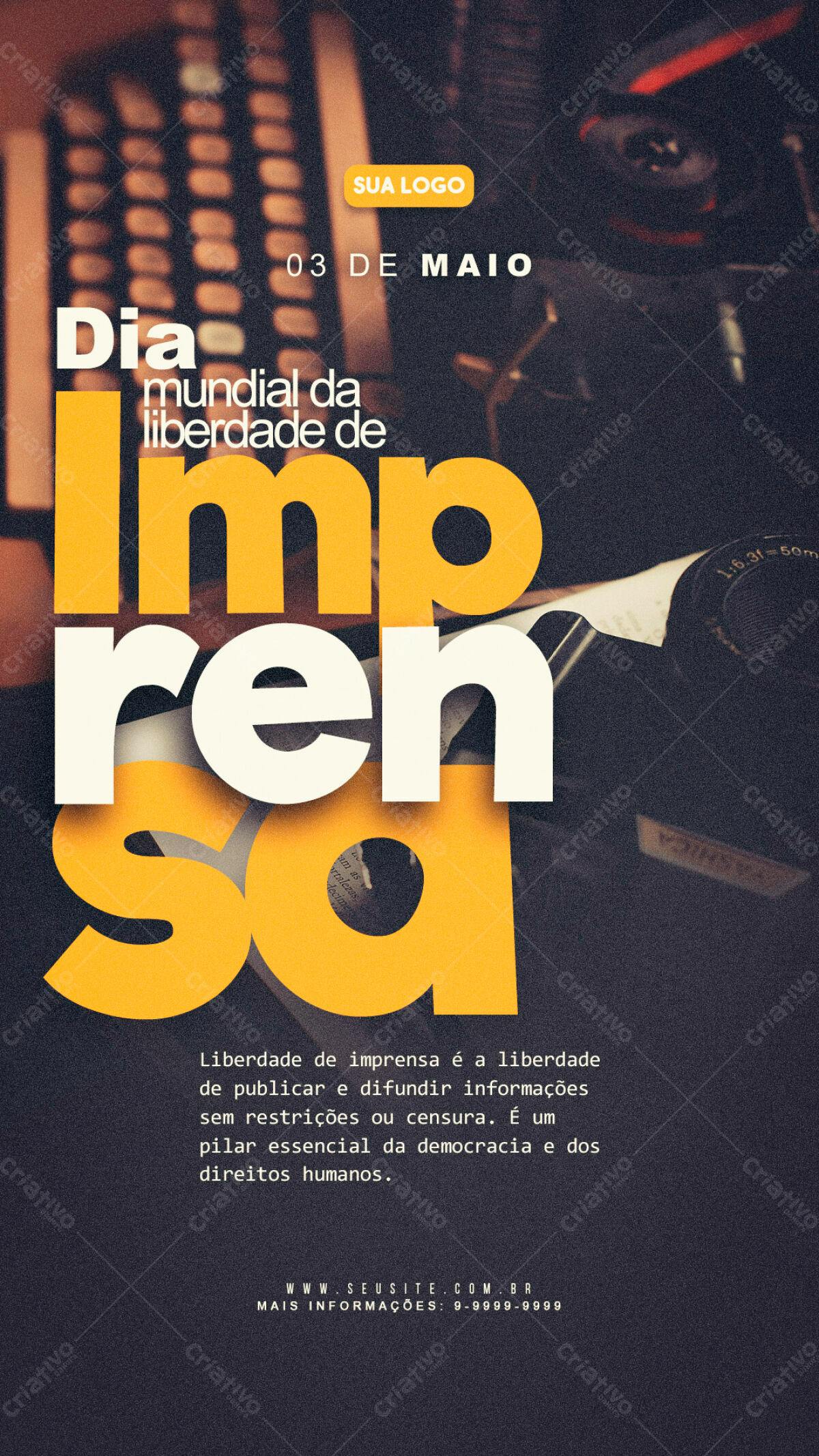 Flyer Dia Mundial da Liberdade de Imprensa PSD Editável