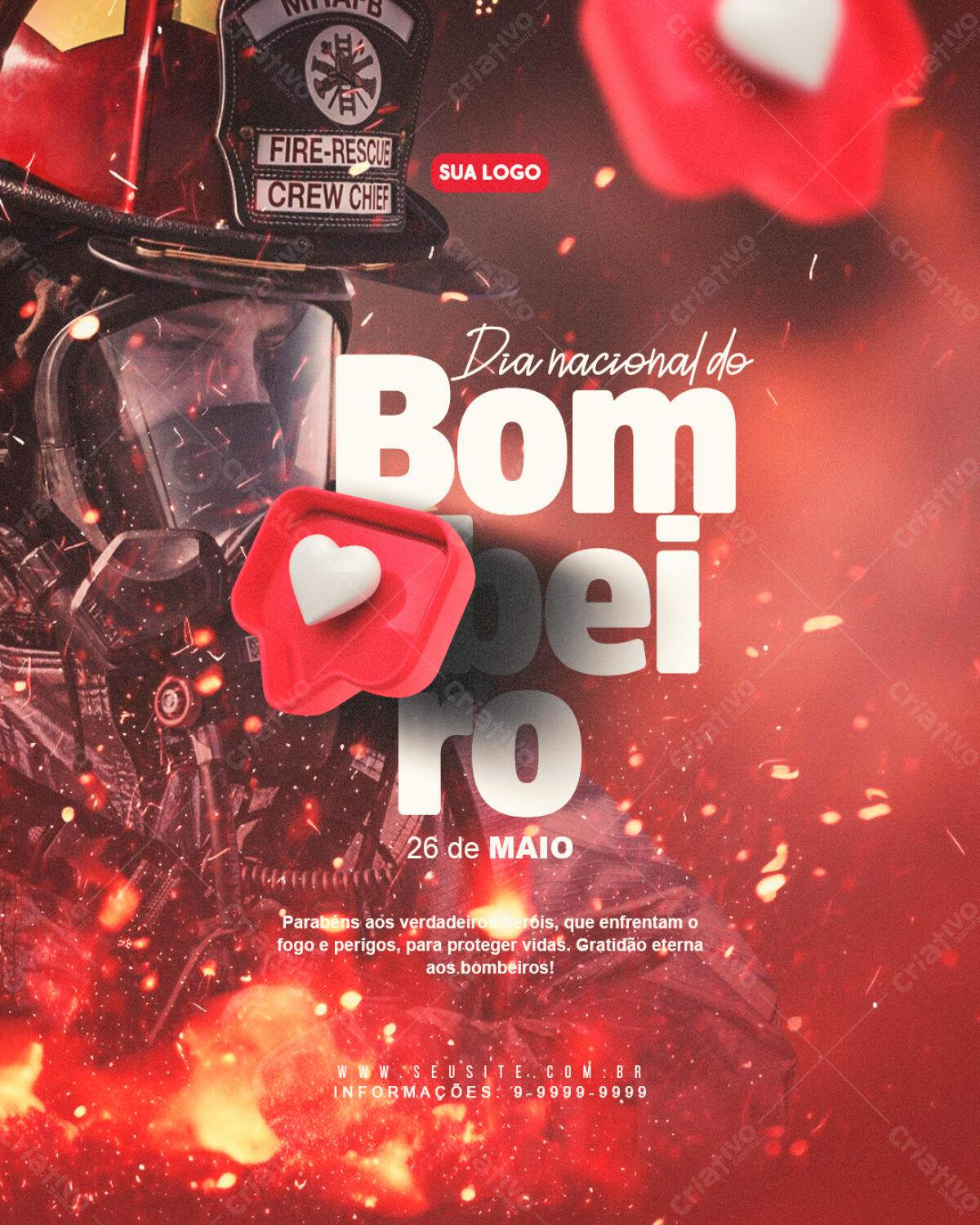 Flyer Dia Nacional do Bombeiro PSD Editável
