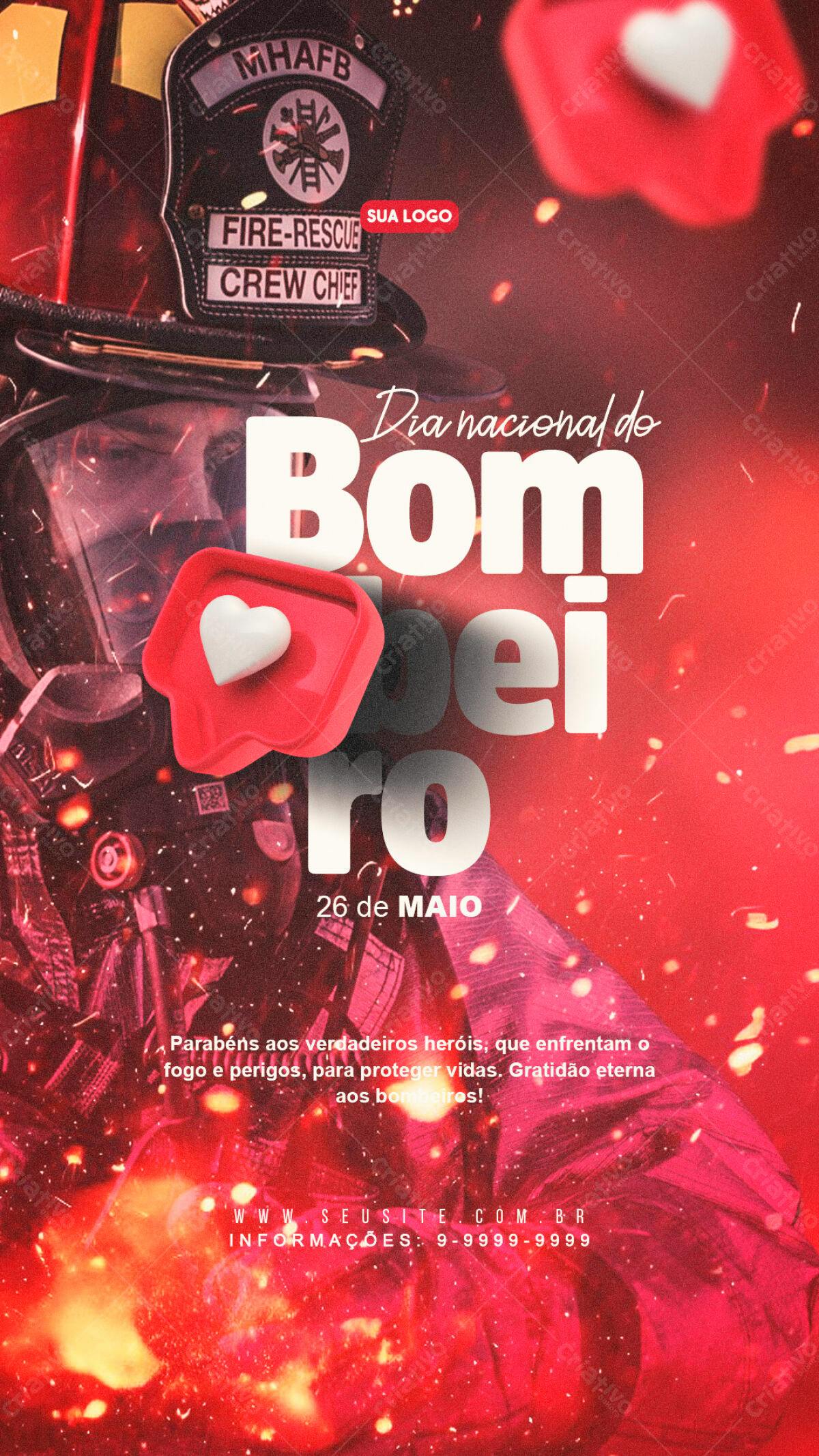 Flyer Dia Nacional do Bombeiro PSD Editável