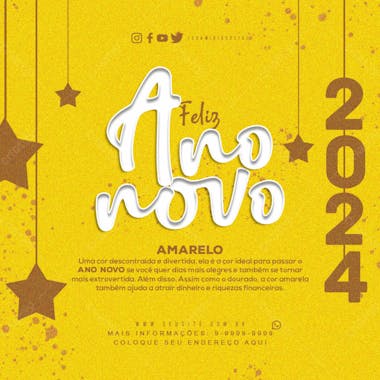 Feliz ano novo amarelo feed