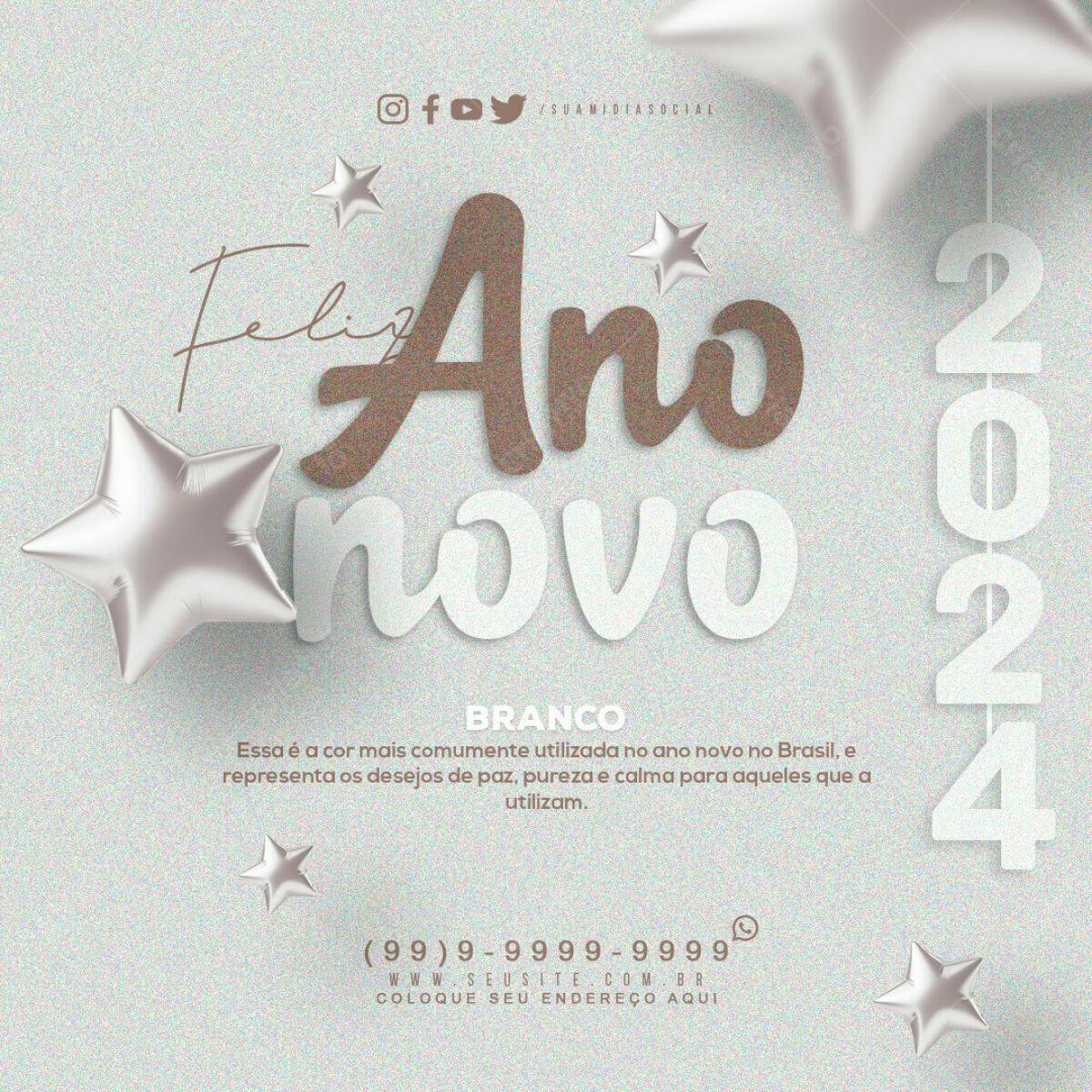 Flyer Feliz Ano Novo 2024 PSD Editável
