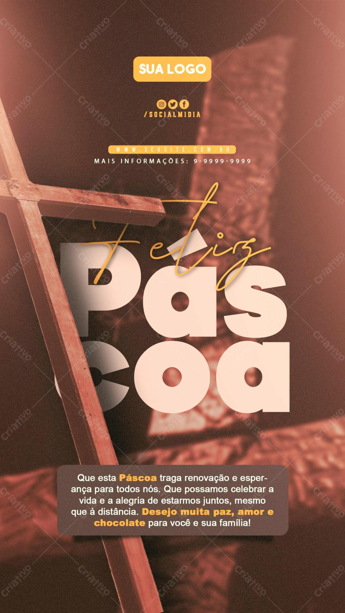 Flyer Feliz Páscoa PSD Editável