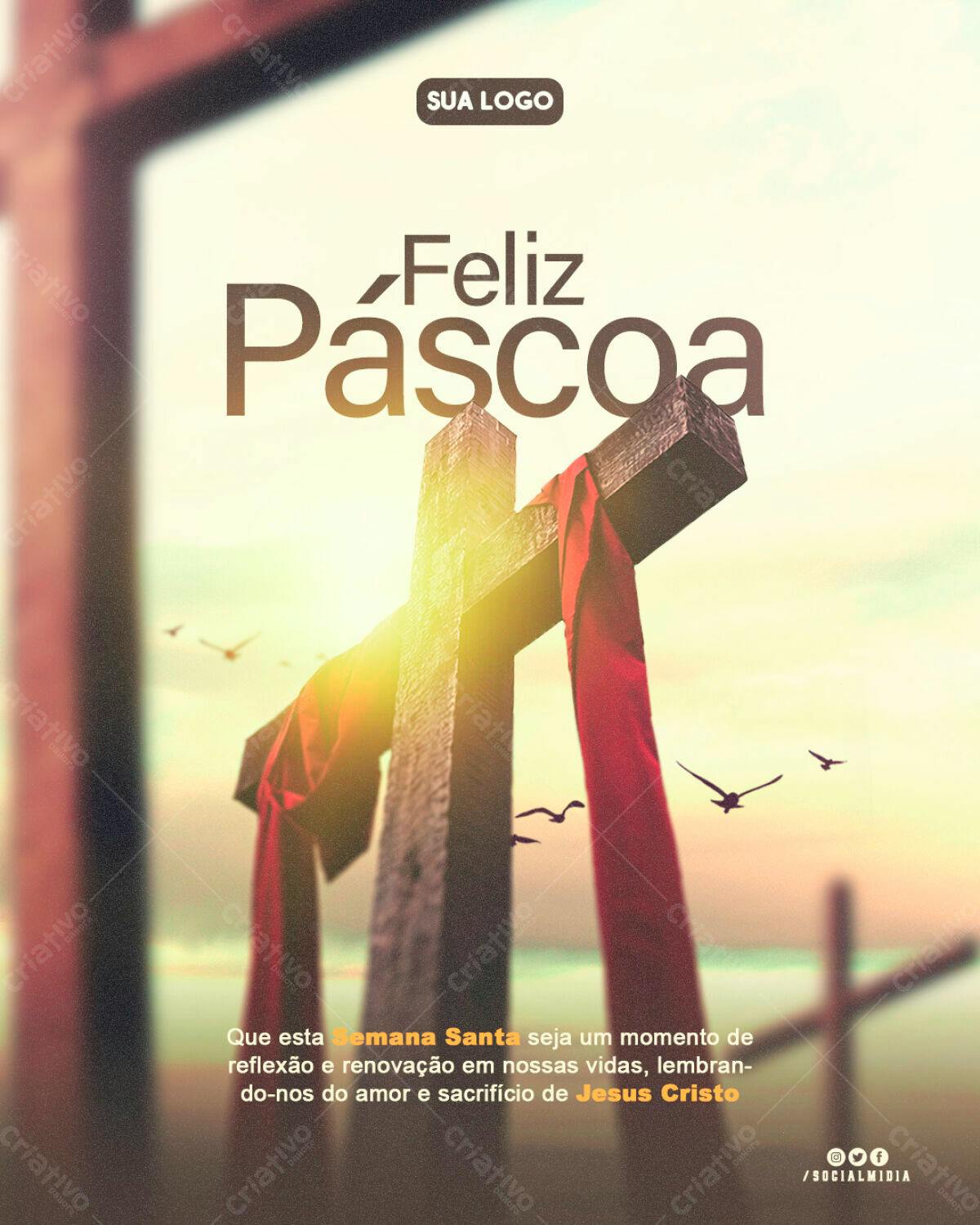 Postagem Feliz Páscoa PSD Editável