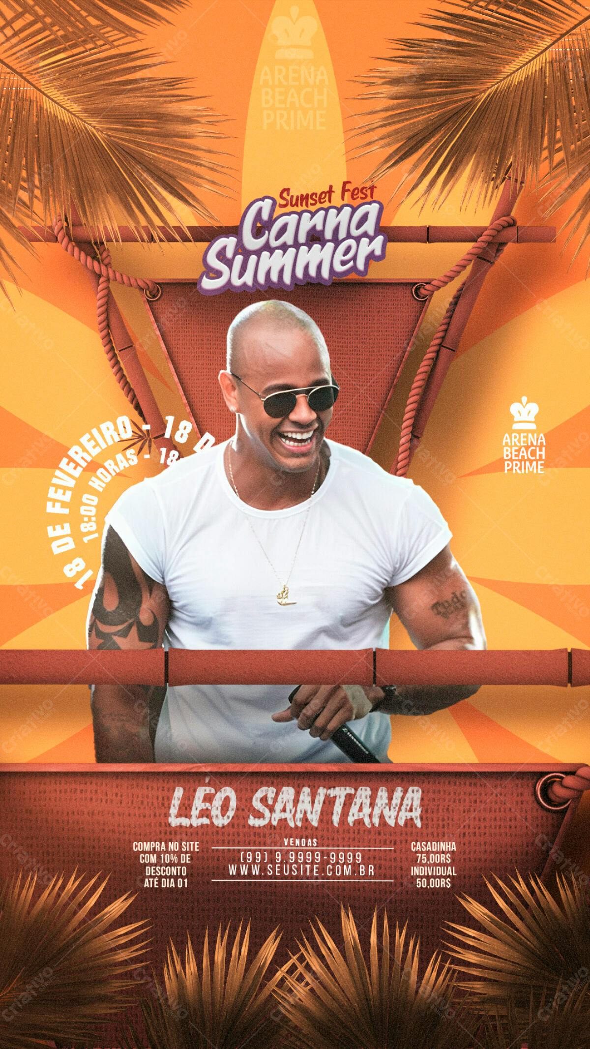 Flyer Festa de Verão com Léo Santana PSD Editável