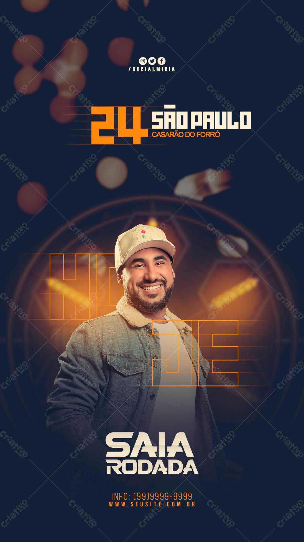 Flyer para Show Saia Rodada em São Paulo PSD Editável