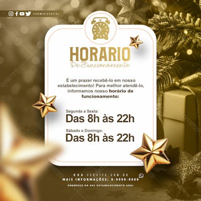 Horario De Funcionamento Feed