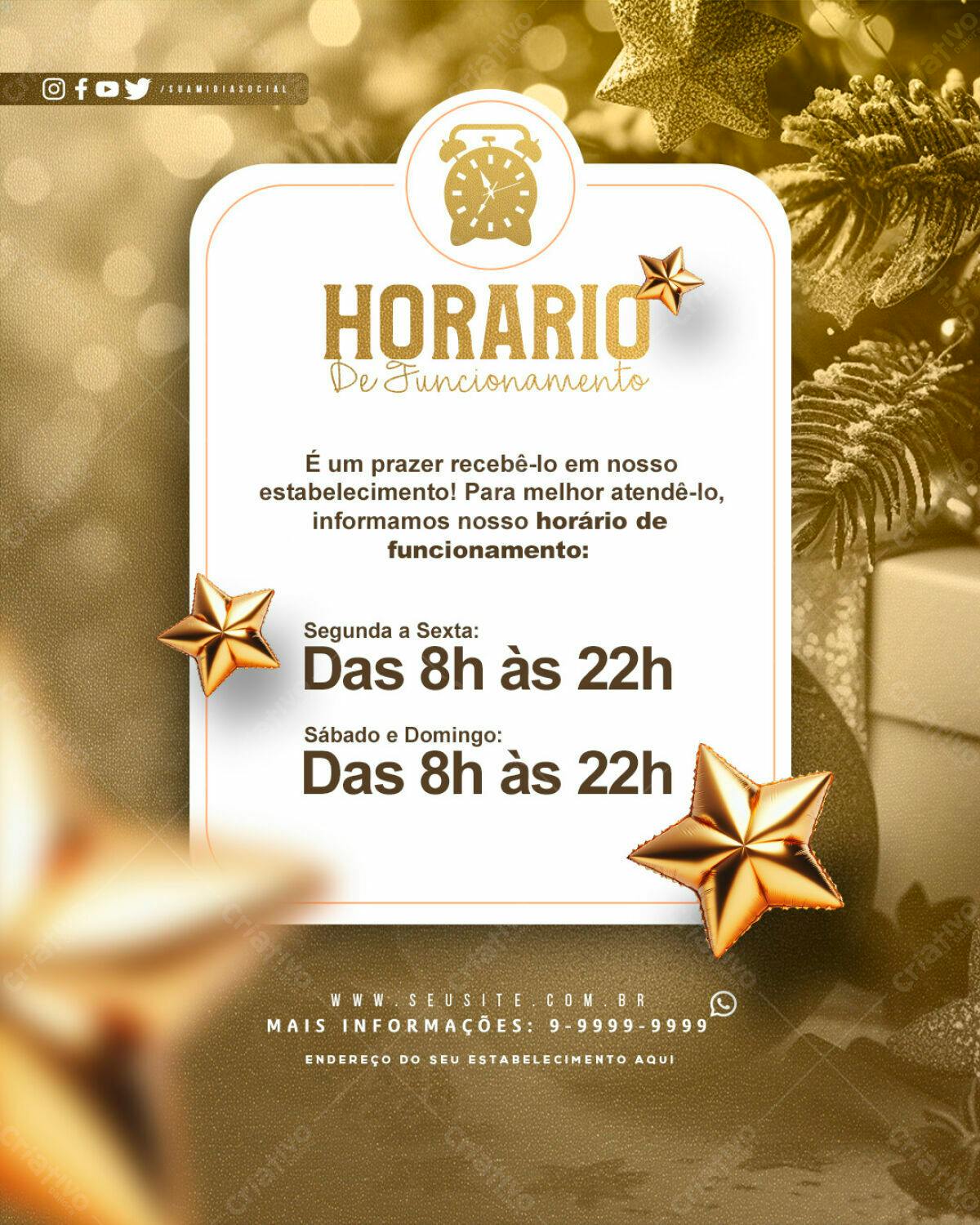 Horários de Funcionamento PSD Editável