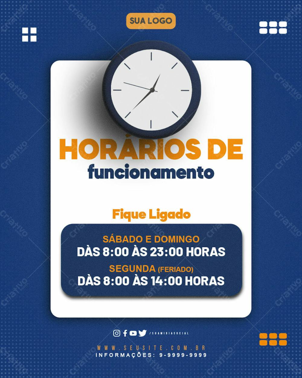 Horario De Funcionamento Template Feed