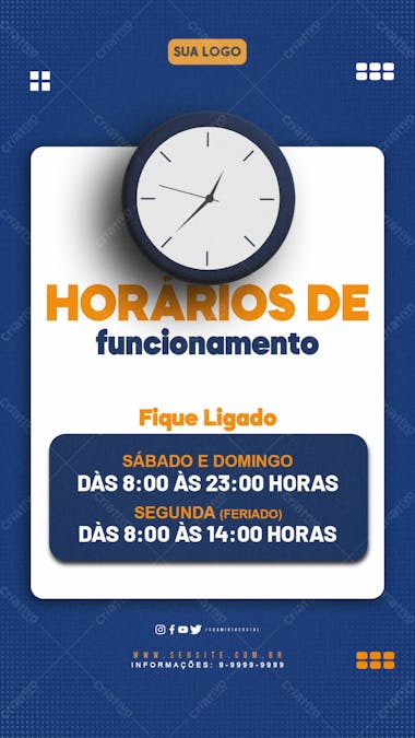 Horario de funcionamento template story