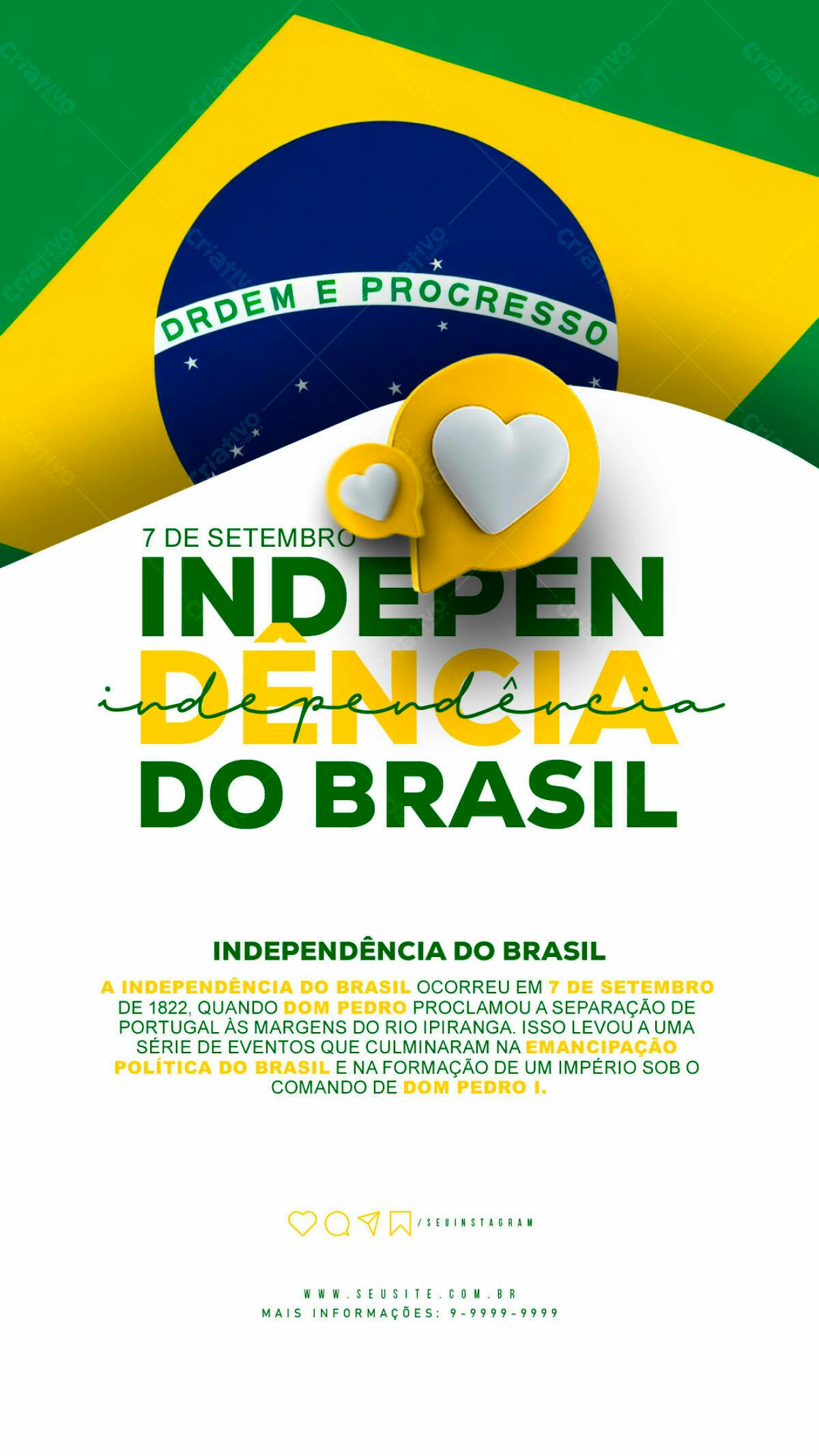 Flyer 7 de Setembro Independência do Brasil PSD Editável