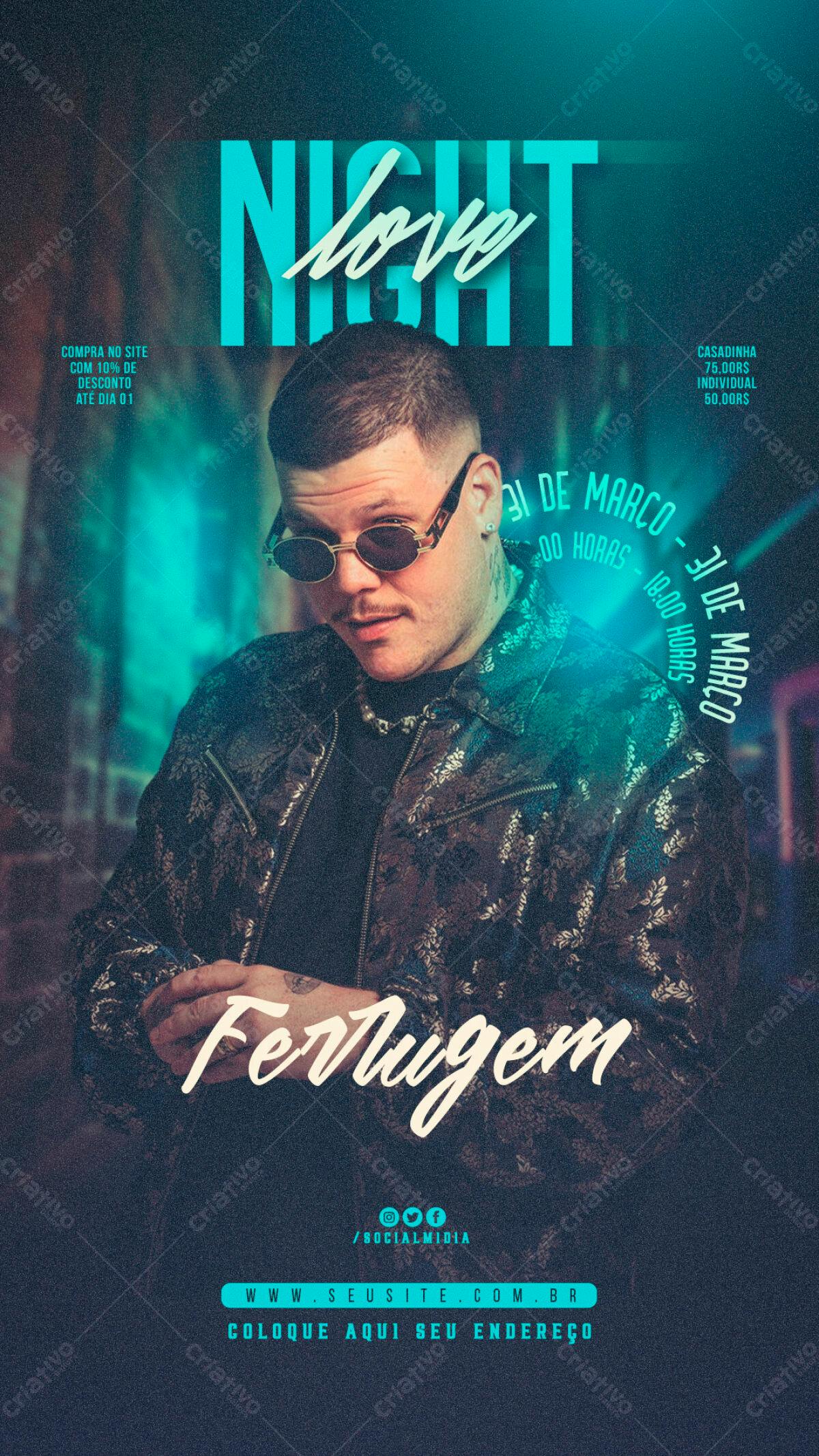 Flyer para Show do Ferrugem PSD Editável